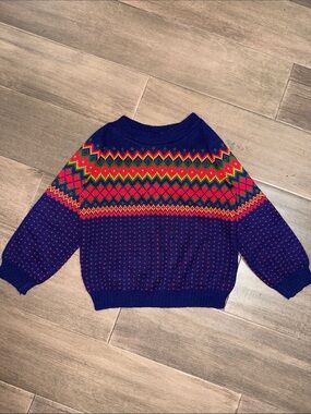 Vintage Bloomingdale’s Fair Isle Sweater - Kids Size 4T Navy Blue Patterned Knit